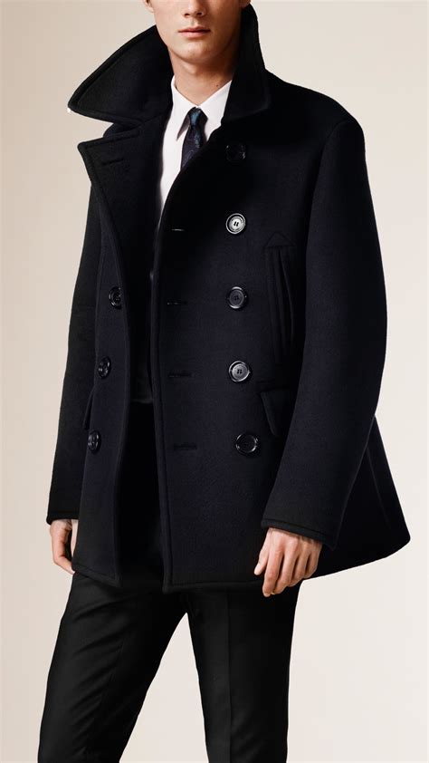 burberry navy peacoat men|Burberry wool pea coats men's.